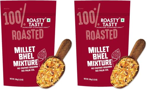 Image of Roasty Tasty Millet Bhel Mix 100g | Ready-to-Eat Healthy Bhel Snack - No Chutney Required | Roasted Namkeen with Millets, Chana & Spices | High Fiber | No Onion No Garlic Bhel Namkeen | Instant Bhel Mix