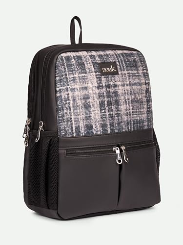 Image of ZOUK Men's Office Laptop Backpack (15.6 Inch) | Vegan Leather Travel Bag with Dual Compartments, Padded Laptop Sleeve, Trolley Sleeve, Waterproof Lining & Multiple Pockets |