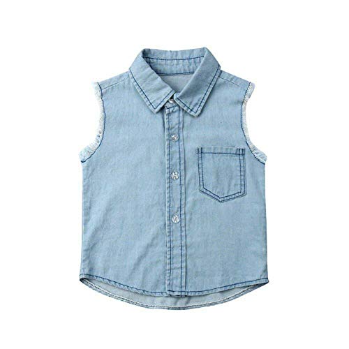 Wuyan Chaqueta Vaquera bebés bebés con Botones básicos, Camiseta de Verano, Camiseta de Moda sólida,Blue,3T