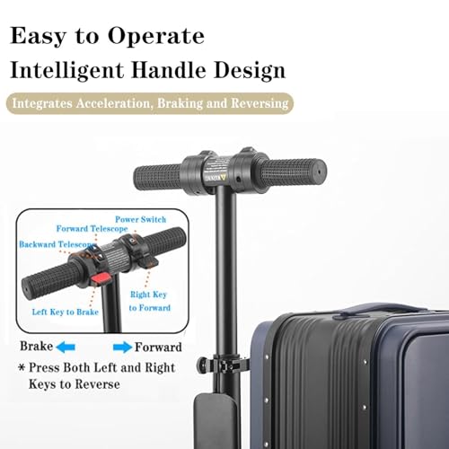 Smart Electric Luggage, Portable Cycling Suitcase, Electric Ride-On Suitcase Scooter Carry-On for Adults, Ride on Suitcase for Adults, with Removable Battery, USB Port, TSA Lock,Blue3
