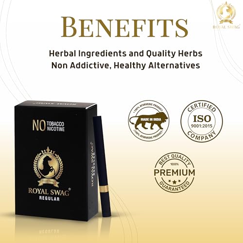 Image of ROYAL SWAG Ayurvedic Herbal Cigarettes 100% Tobacco Free 100% Nicotine Free Cigarettes Frutta, Regular Flavoured | Smoking Cessation(Pack Of 20)