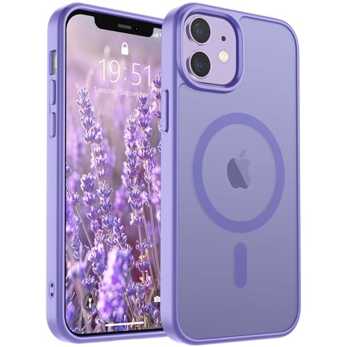 Image of SUPFINE Magnetic for iPhone 12 Case /iPhone 12 Pro Case (Compatible with MagSafe)(Military Grade Drop Protection) Translucent Matte Shockproof Phone Cover,Purple