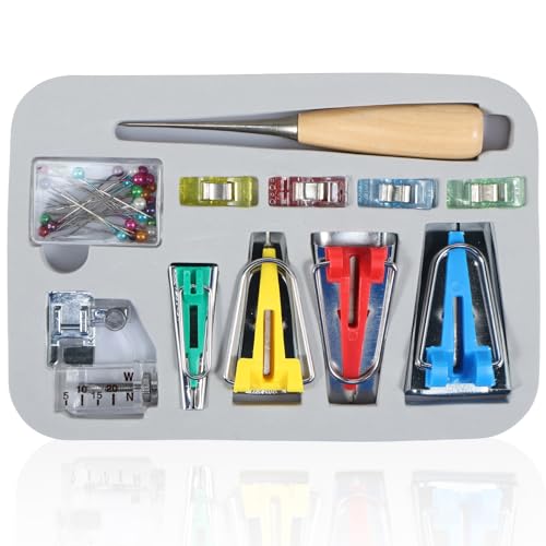 LZVXTYM Bias Tape Maker Kit, 4 Sizes, Multicolour, Plastic Metal, for Quilting & Sewing