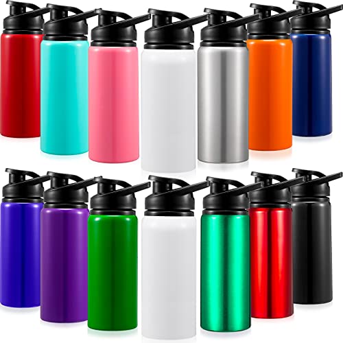 Gandeer 14 Pcs Aluminum Water Bottle 17 Oz Bike Water Bottles With Snap Lid Reusable Water Bottle Easy Carry Sports Water Bottle For Camping Hiking (Mix Color) #TOP14