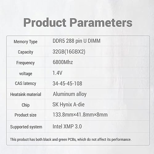 Image of Computer Memory Ram Hynix A-die KingBank DDR5 32GB(2x16GB) 6800MHz 1.4V CL34 for Desktop Computer Game Office