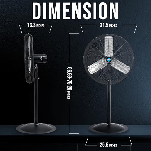 Image of Tornado 30 Inch High Velocity Pedestal Fan, 8850 CFM Industrial Metal Stand Fan, Non-Oscillating, 3 Speed, 10 FT Power Cord, UL Safety Listed for Commercial & Warehouse Use