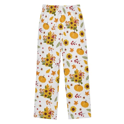 Boys' Pants Autumn Pumpkins with Sunflowers Long Bottoms Jogger Pants Elastic Waist Trousers with Pockets S-XL