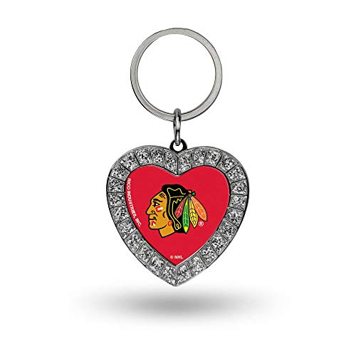 Rico Industries NHL Chicago Blackhawks Metal Rhinestone Heart Key Chain