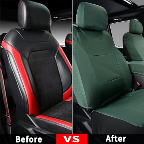 Image of Coverado Front Seat Covers, Waterproof Oxford Seat Protector for Car Seat Cushions for Kids & Dogs, Compatible with 2015-2026 Ford F150 & 2017-2026 Ford F250 F350 F450 (Green, 2PCS)