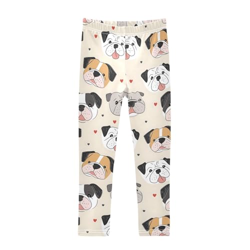 Bulldogs Love Girls Leggings Ultra Soft Compression Yoga Gym Pants for Kids 4-10T