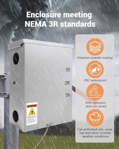 200A Generator Transfer Switch, 200 Amp Manual Transfer Switch, 3P 120/240V-Volt Transfer Switch, 48000W General-Duty Double-Throw Safety Switch, Meeting NEMA 3R Standards for Outdoor and Indoor - Image 6