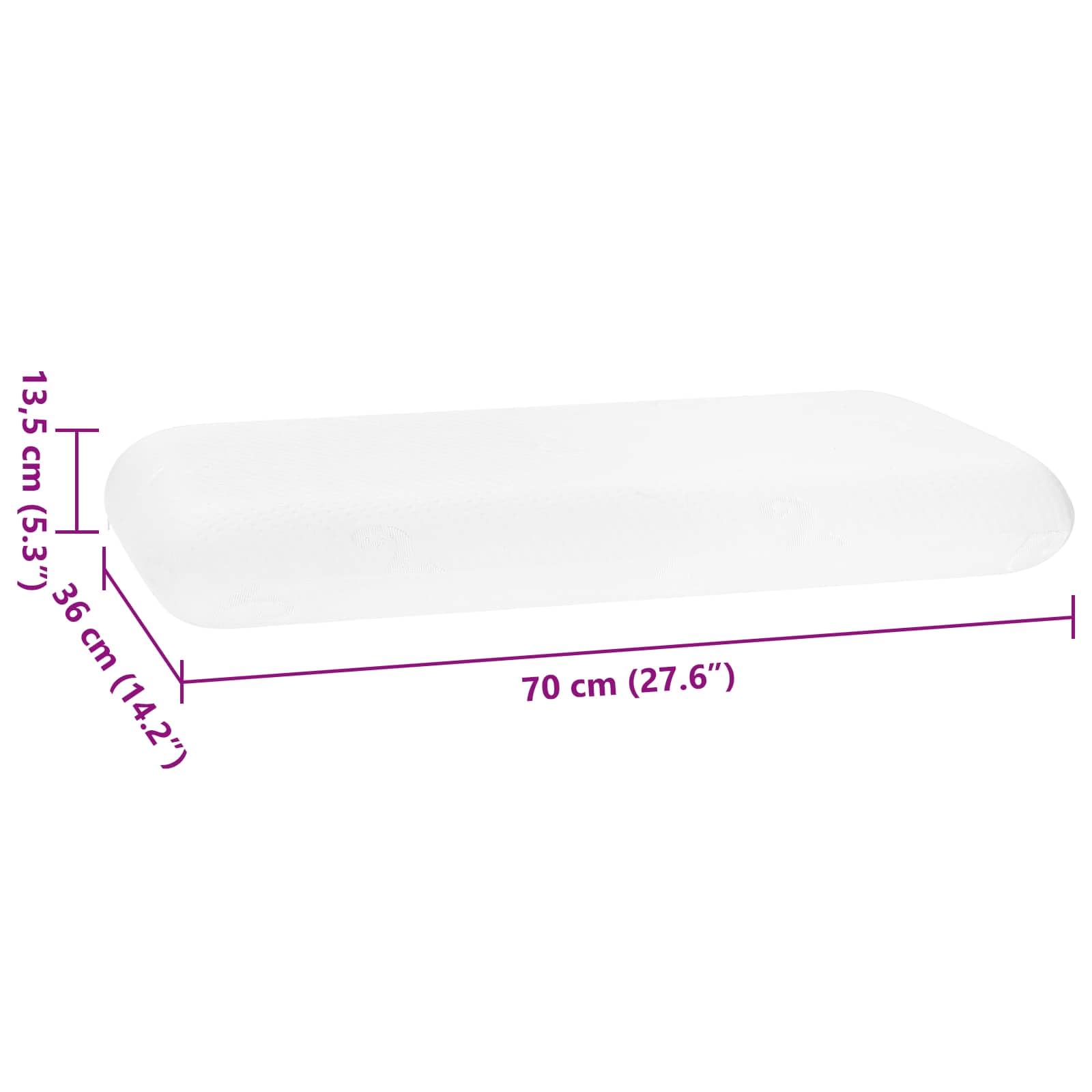 Almohada de espuma viscoelástica lisa blanca 70 x 36 x 13,5 cm ergonómica para dormir de lado con espuma viscoelástica transpirable como cojín cervical en el dormitorio