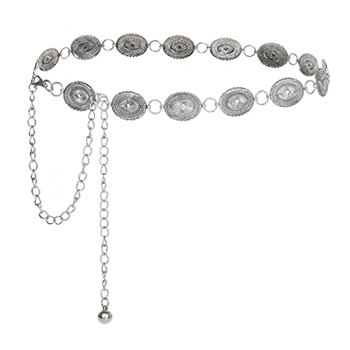 ILuvatar Waist chain women's metal chain dress with fashion belt sweater chain Silver retro waist chain punk belt