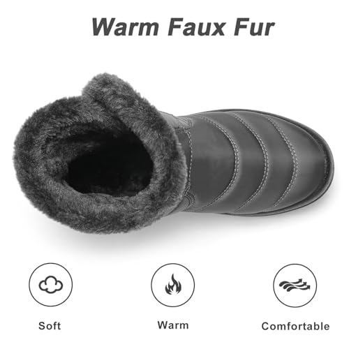 scecocrs Stivaletti Invernali Da Neve Con Zip Da Donna, Stivaletti Caldi Foderati in Pelliccia, Stivaletti Comfort Impermeabili Antiscivolo Per Esterno, Botas De Invierno Para Mujert