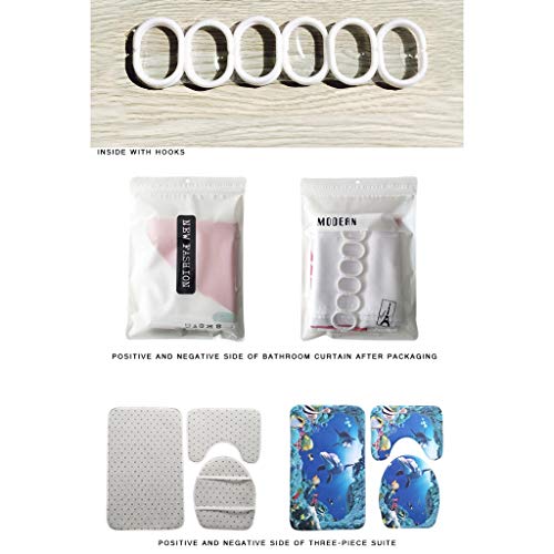 HSF Kreativer Duschvorhang, Fußmatte, WC, Duschmatte, 4-teiliges Set, Badematte (Farbe: J, Größe: 45 x 75 cm) – Bild 6