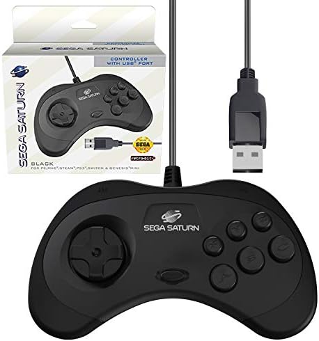 Retro-Bit SEGA Saturn Wired USB Controller - (Black)