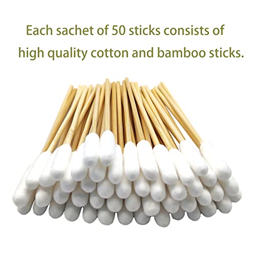 Image of Dog Ear Cleaning Swabs 800 Count - 4.72 Inch Long Cotton Tipped Applicators for Small Medium Dogs & Cats, Bamboo Lint-Free Ear Wax Removal & Grooming Kit, 16 Resealable Packs