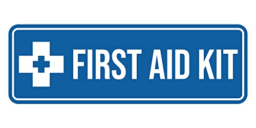 Image of Standard First Aid Kit Sign (Blue) - Medium (2 Pack)