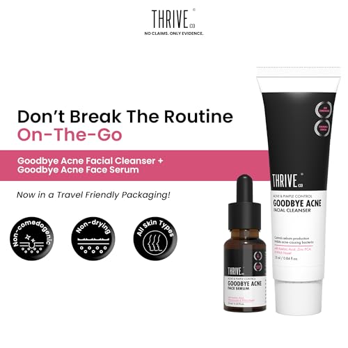 Image of ThriveCo Goodbye Acne️ Kit | Serum (10ml) & Face Wash (25ml) | Reduces Acne, Acne Marks & Sebum | With Diacnemide, Azelaic Acid, Witch Hazel & Niacinamide | Nondrying & Moisturising | Travel-Friendly