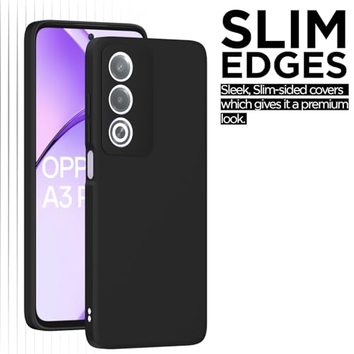 Image of Outlouders Back Cover for Oppo A3 Pro 5G | Camera Protection | Durable Soft Matte Silicone Bumper Case (Black)
