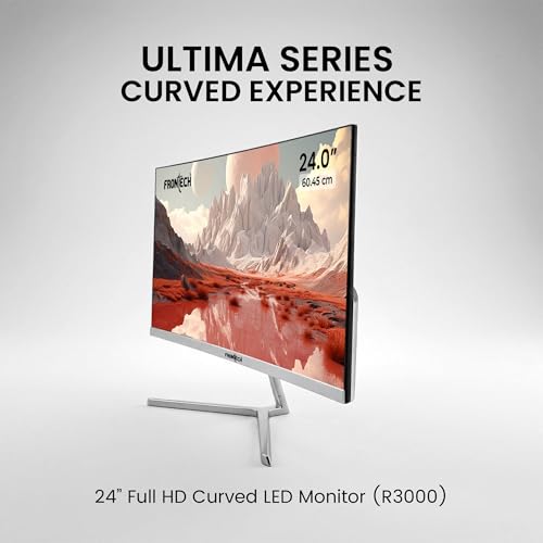 Image of FRONTECH Ultima Series 24 Inch Curved LED Monitor| Refresh Rate 100Hz|3500R Curve| Full HD 1080p| Built in Speaker | Bezel Less Design | HDMI & VGA Ports (MON-0088, White)