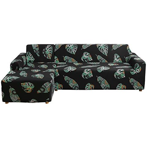 Jaotto 45 x 45cm Sofa Cushion Pillow Cases, Set of 2 Decorative Elastic Sofa Cushion Covers, Washable Sofa Cushion, Decorative Bedspread for Sofa at Home or in the Car(Black Leaves) Cover