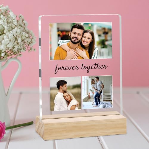 Image of Giftplease Customized Photo Frame with Wooden Stand | Transparent | Personalized Couple Picture Frame Gift for Girlfriend, Boyfriend, Husband, Wife |Anniversary, Wedding, Valentine s Day C 10