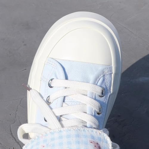 Women's Breathable Floral Cuff High-Top Canvas Sneakers Y2K Preppy Vibe Chic Trendy Student Casual Fall Shoes4