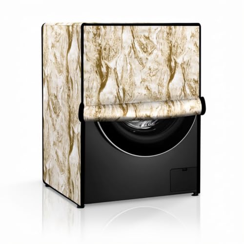 Image of Star Weaves Front Load Fully Automatic Washing Machine Cover for 8 Kg, 8.5 Kg, 9 Kg, 9.5 kg (Gold)| Waterproof & Dustproof Polyester Fabric with Zipper | Protection Cover | 63 x 63 x 93 cms