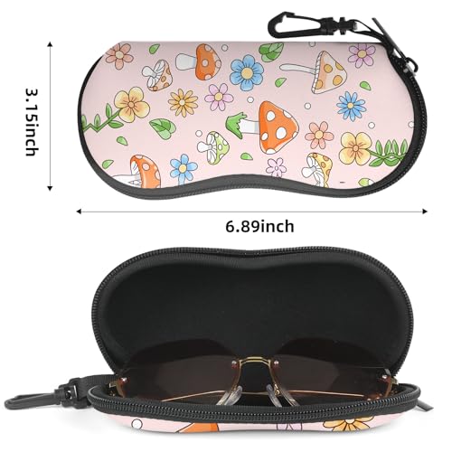Image of Sunglasses Soft Case, Cute Ultra Light Portable Neoprene Zipper Eyeglass Glasses Case with Belt Clip for Men Women
