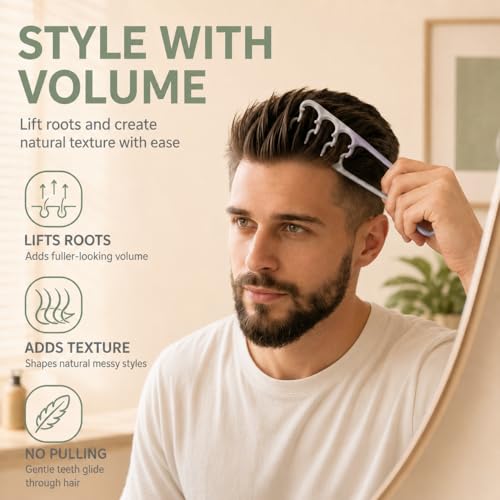 Peine texturizador con dientes anchos gris para cabello miniatura 2