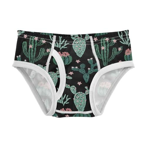 visesunny Boys Cotton Underwear Cactus Plant Black Floral Summer Printed Toddler Soft Training Briefs Size 2T-8Y for Kids