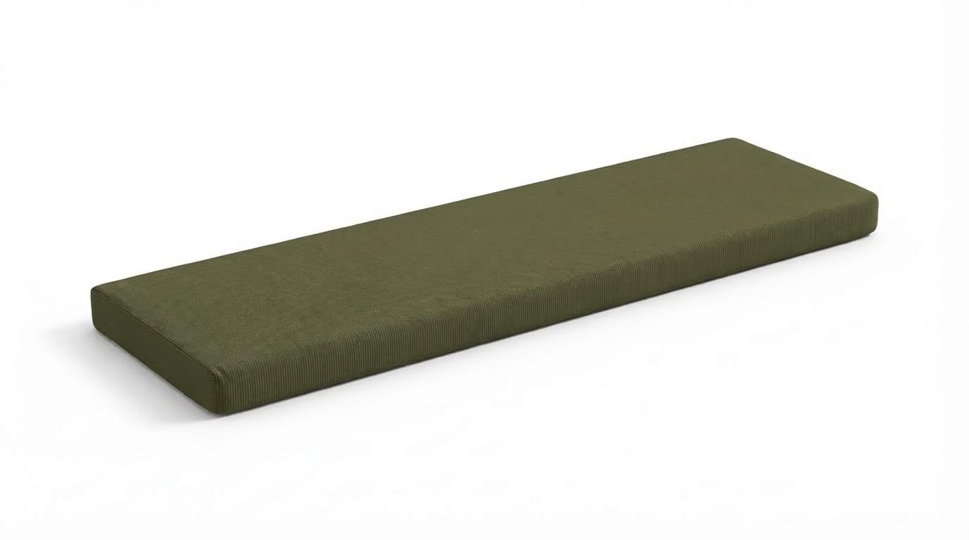 DREAMLAYER Waterproof Bench Cushion Seat Pad for Dining, Window & Garden Benches – Comfortable, Durable Seat Cushion for Indoor & Outdoor Use | UK-Made (Olive Green, 2-Seater Bench 112 x 50 x 5cm) — image 1