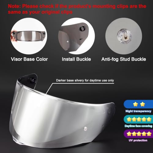 Image of PSLER Assault Helmet Visor - Assault visor Rapid Helmet visor Motorcycle Face Shield for Assault Rapid Stream Outer FF320 FF353 FF328 FF800,Silver