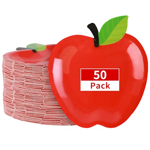 50 Pack Back to School Paper Plates, Red Apple Paper Disposable Plates First Day of School Decorations for Back to School Party Supplies and Table Decoration 50 Pack Back to School Paper Plates, Red Apple Paper Disposable Plates First Day of School Decorations for Back to School Party Supplies and Table Decoration