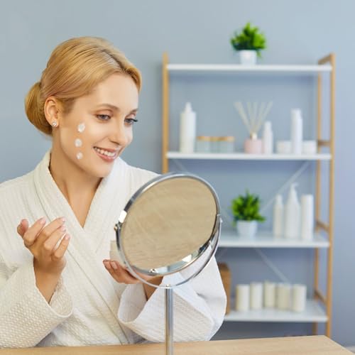 Espejo de maquillaje doble cara redondo con base cromada miniatura 5