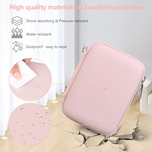 Image of Camera Case for Canon PowerShot ELPH 360 HS A, IXY 650 /ELPH 360 Camera Protective Case Storage Holder Travel Bag with Wrist Strap, Mesh Pocket for Battery Pack, USB Cable, Pink