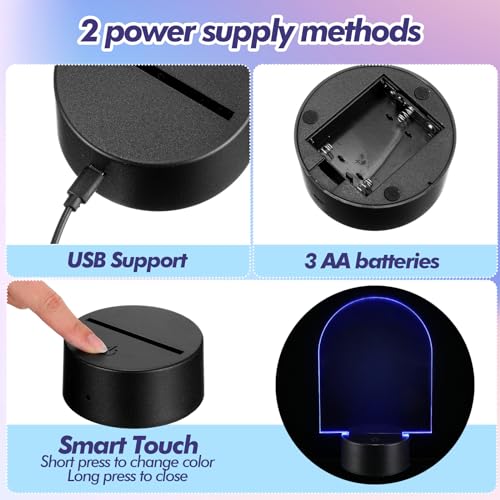 Image of Honoson 4 Set 3D Night Light Kit with Remote, 16-Color Base for Acrylic Sheets, 4 Modes for Bedroom Decor(Arch Style)