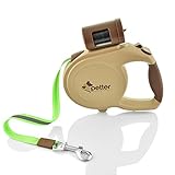 Extra Long 24 Ft Premium Quality Retractable Dog Leash For Large Breeds By Petter - With Removable Garbage Bag Disposal – Fluorescent, Glow-In-The-Dark Material – Up To 110 Lbs Capacity