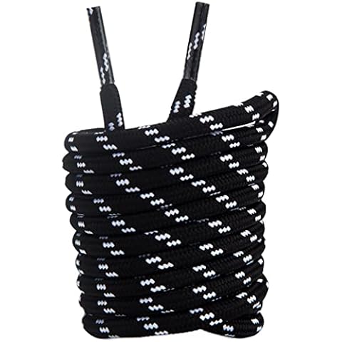 Tolumo Diameter 4.5 MM Round Durable Boot Laces Lengths 100 to 160 CM Shoelaces for Work and Leisure Boots, Hiking Shoes Black White 120 CM 1 Pair Cover