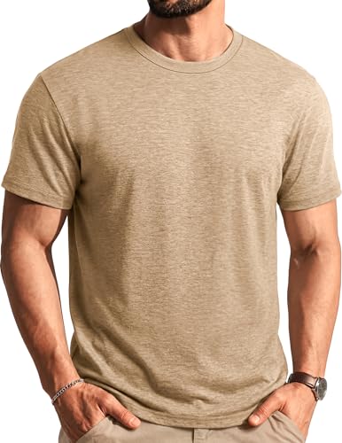 T-shirt court homme été léger t-shirt basique décontracté kaki clair M