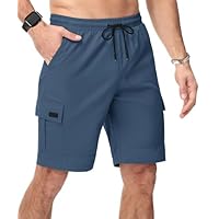 SwissWell Short Homme Coton Chino Shorts Léger Bermuda Cargo avec 6 Poches Pantalon Court de Sport Travail Randonnée,Bleu Gris,XXL