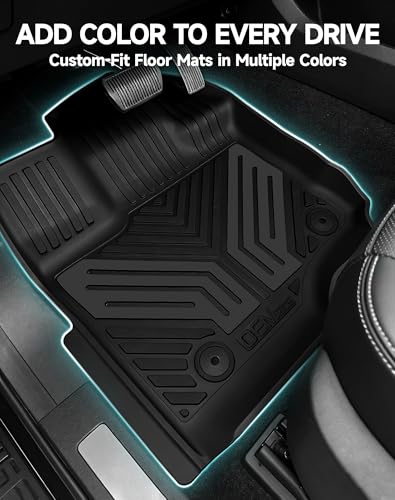Image of 2-Piece Front TPE Floor Mats for Ford F-150 2015-2026 F150 Lightning 2022-2025 | Titan Gray Wing Design | Heavy Duty All-Weather Protection