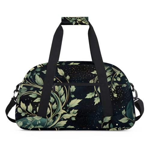 Abstract Leaves Gym Travel Duffle Bag for Women & Men with Front Zipper Pocket for Sports, Overnight, Weekender, Carry On,Workout & Dance Bag,18.9 * 8.7 * 10.6 in