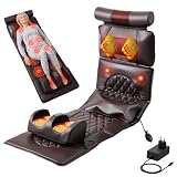 Massagematte GanzköRpermassage, Massagematte Mit WäRmefunktion, Shiatsu Massagemattes, 3D-Schwamm, Faltbar, 3 StäRken & 5 Modi & 10 Vibrationsgruppen, Mit GeräT Zur Einzelnen Massage Der Beine