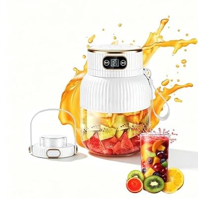 Portable Wireless Electric Juicer Cup, Fresh Juice Bottle Portable, Dual Lid Compact Travel Drinking Cup With Leakproof For Office Outdoor (white) White