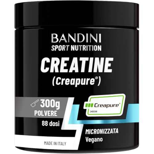 Bandini® Creatina CREAPURE® Monoidrata in Polvere Pura - Integratore per Allenamento, Sport, Palestra e Pre Workout - Include Dosatore - 100% Vegan - A base di Creatine Monoidrato per ATP e recupero