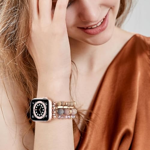 VISOOM Beaded Boho Bracelet Compatible for Apple Watch Band 40mm/38mm/41mm/42mm Iwatch Series 11 10 9 8 7 SE Series 6/5/4 Women Fashion Cute Handmade Crystal Beads Watch Strap for iPhone Bands 3/2/1 - Image 6