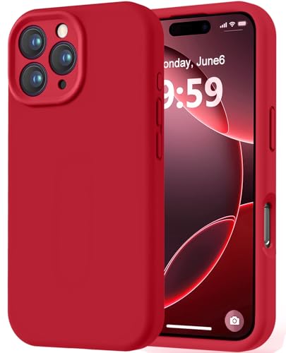 Image of LOVE 3000 Designed for iPhone 16 Pro Max Case, Premium Silicone with [Soft Anti-Scratch Microfiber Lining] Shockproof Protective Phone Case for Men Women Girls 6.9 inch, Red