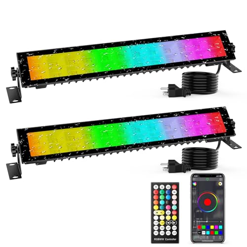 LED Stage Wash Light Bar 2Pack: 16" 48W RGBCW Wash Lights - APP & Remote Control - IP66 Waterproof - Timing & Music Sync - Uplighting for Events Outdoor Indoor Party Wall Washing Garden Landscape
